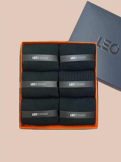 پک جوراب ساق بلند مردانه کلاسیک طرح دار LEO کد 141