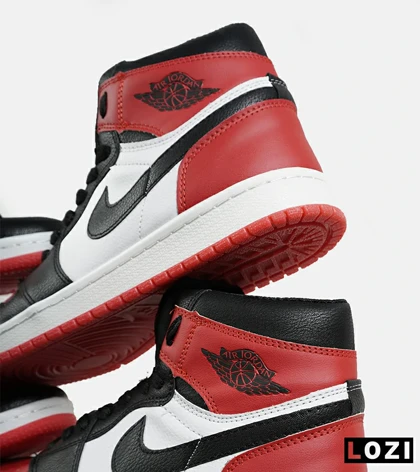 کفش کتانی مردانه و زنانه ساق‌دار مشکی قرمز سفید NIKE jordan 1
