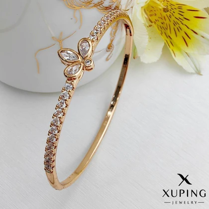 بنگل ژوپینگ طرح شکوفه سه برگی طلایی