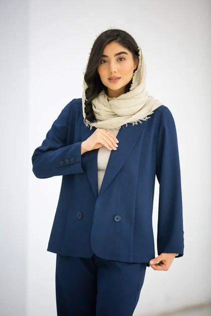 کت زنانه بزایاق یقه بلیزر 2 دکمه