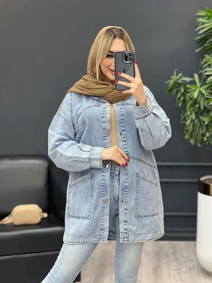 مانتو جین جیب کج