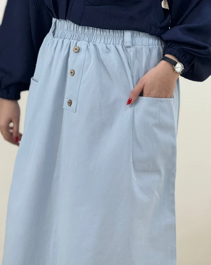 دامن کتان دوجیب