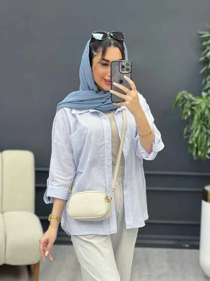 شومیز راه راه دو جیب نیلا
