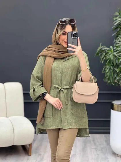 مانتو دکمه مخفی آستین پاگن