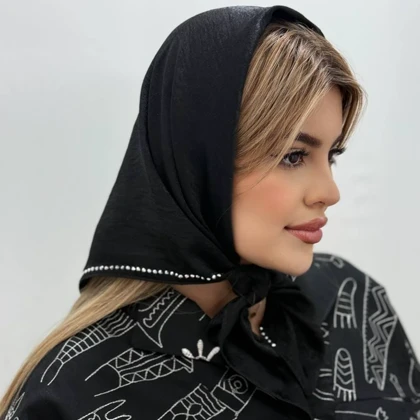 اسکارف ابروبادی حاشیه نگینی مشکی