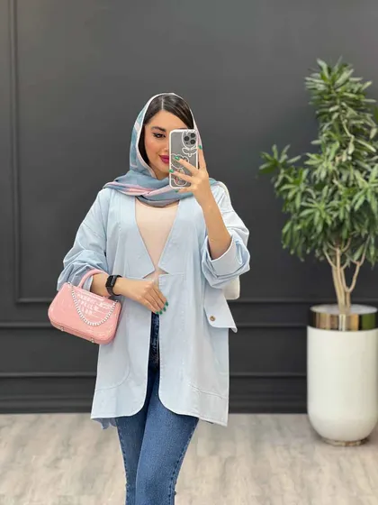 مانتو لینن سر آستین چاک دو جیب