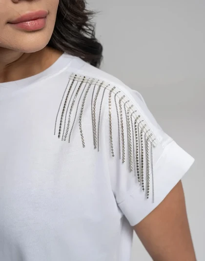 یقه گرد سرشانه کریستال