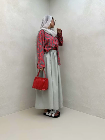 شومیز دو رنگ طرحدار