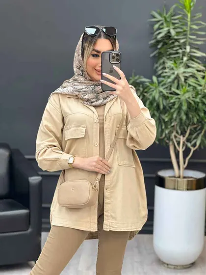 مانتو آستین برش‌دار دو جیب