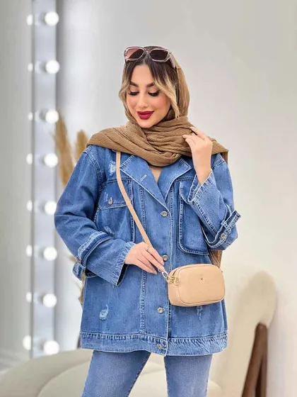 مانتو جین دو جیب پاکتی زاپ‌دار