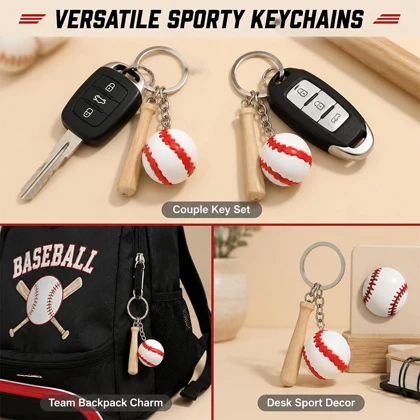 جاکلیدی و آویز کیف baseball bat ball طرح چوب بیسبال با توپ