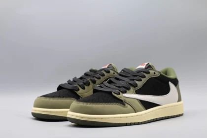 کتانی نایک جردن 1 لو تراویس اسکات بلک اولیو/ Nike Air Jordan 1 low Travis