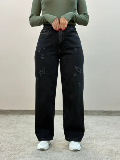 شلوار جین واید زغالی آمسو