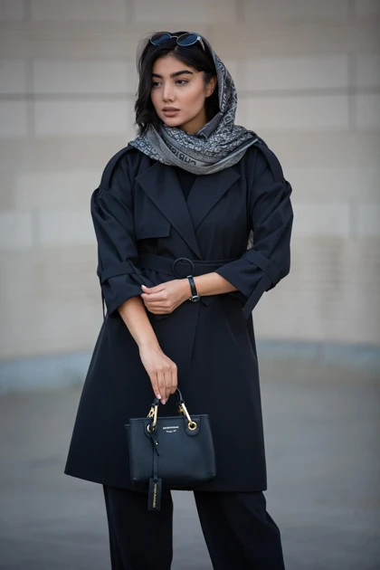 بارانی سانتانا تک شنل آستین بنددار