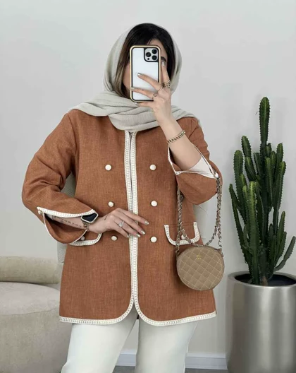 کت نوار دوزی آستین چاک‌دار(5)کد3450