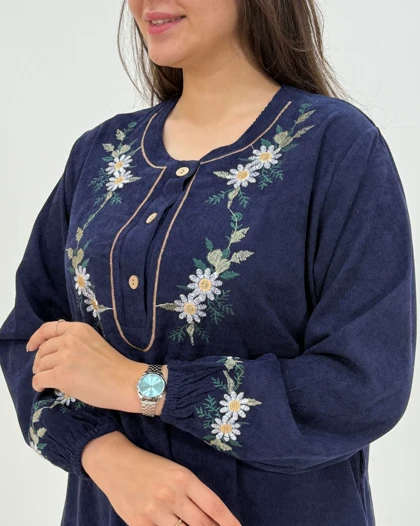 پیراهن مانتویی آتی ( مخمل کبریتی گلدوزی ) کد محصول 1434