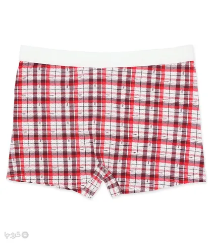 شورت مردانه نیم پا کش پهن کد 312 طرح چهارخونه و نوشته