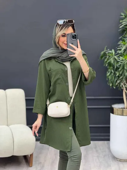 مانتو راه راه بغل سه دکمه