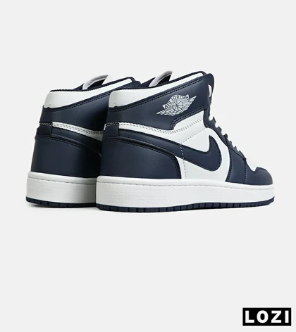 کفش کتانی ساق‌دار مردانه و زنانه سفید سرمه ای NIKE Air Jordan 1 مدل 7694
