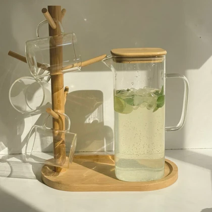 پارچ مدل مکعبی درب بامبو در 3سایز