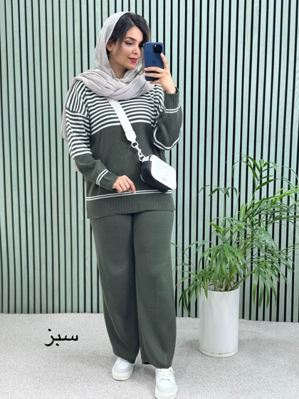 ست مانتو شلوار بافت نیکی