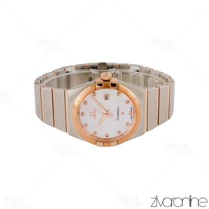 ساعت امگا کانسلیشن مردانه دو رنگ رزگلد ایندکس نگین‌دار صفحه صدفی 105207