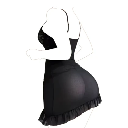 لباس خواب عروسکی فنردار مشکی برند کلرن کد 3187