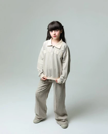 کراپ شلوار دخترانه رنگ کرم کد 1910