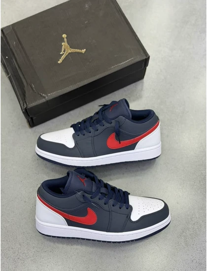 کتانی ویتنامی ایر جردن وان لو یو اس ای سورمه ای قرمزNike Air Jordan 1 Low USA