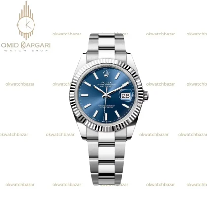 ساعت مچی رولکس سوئیسی بند اویستر سیلور صفحه سرمه ای Rolex Datejust