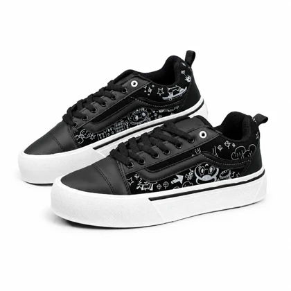 کفش کتانی مردانه ونس اولداسکول کنو کاستوم مشکی سفید Vans oldskool Knu