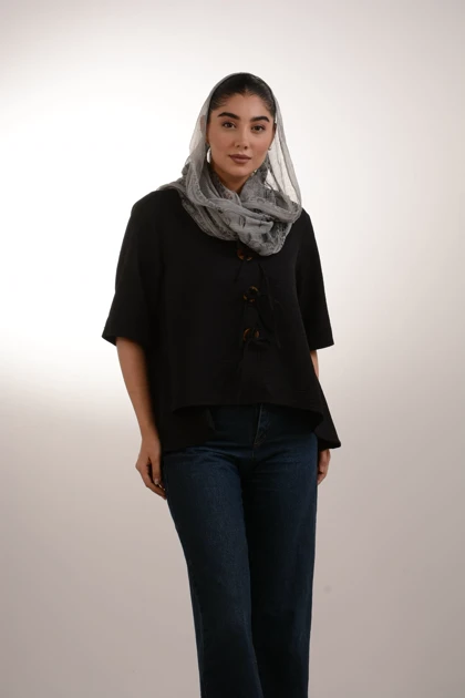 شومیز یقه شکاری دکمه بامبو