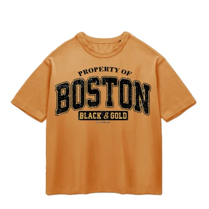 تیشرت باکسی پپا طرح Boston رنگ دارچینی
