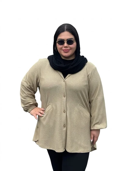 شومیز مانتویی فیلتو بغل دکمه سایز بزرگ زنانه