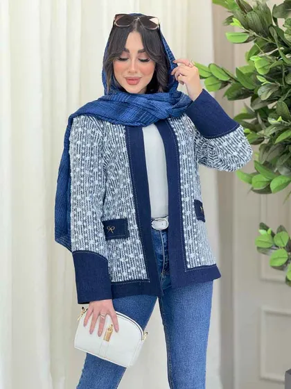 مانتو جین نواردوزی جیب سگک