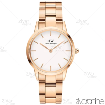ساعت دنیل ولینگتون آیکونیک لینک زنانه رزگلد صفحه سفید مدیوم 103453
