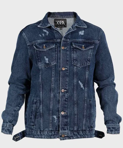 کت جین آبی تیره زخمی 0211