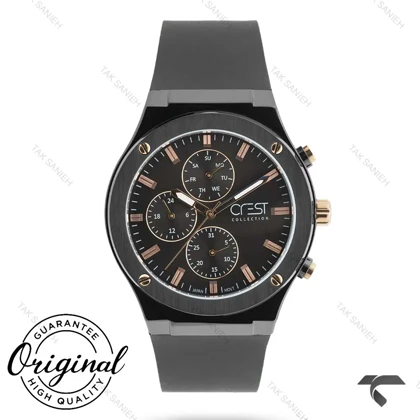 ساعت کرست مردانه 6315-1 فول دیت مشکی Crest-10972-G