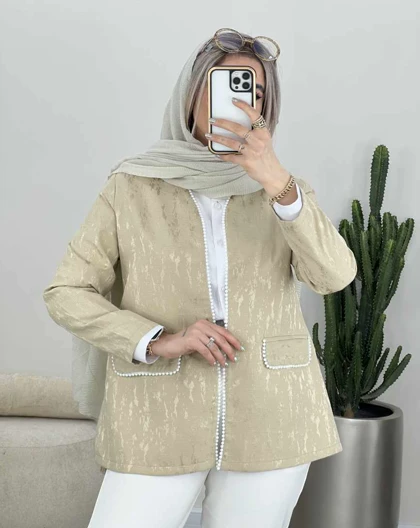 کت مزونی مروارید دوزی(32)کد3486