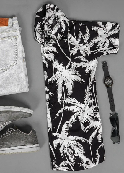 پیراهن هاوایی مردانه طرح نخل مدل TB50