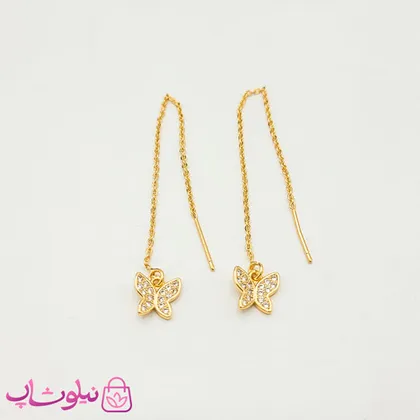 گوشواره بخیه ای YSX طرح پروانه طلایی