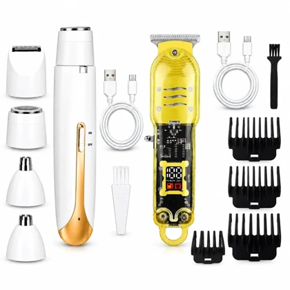 پکیج ریش تراش HAIR CLIPPER +شیور شارژی موزن 4کاره بانوان