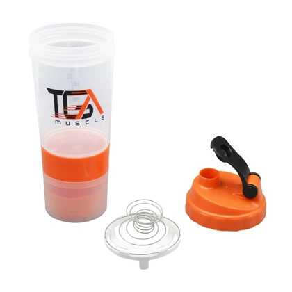 شیکر بدنسازی سه تیکه ماسل مدل Ebi شفاف ظرفیت 0.5 لیتر