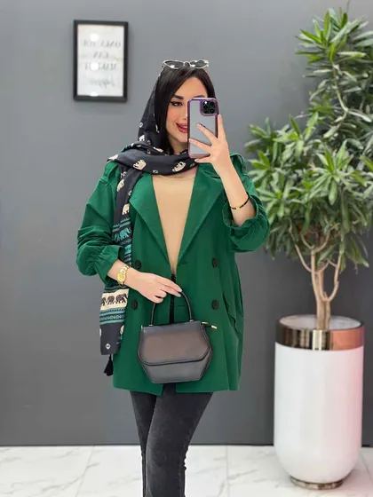 مانتو کتی چهاردکمه آستین کش