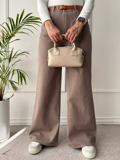 شلوار کتان نیم بگ