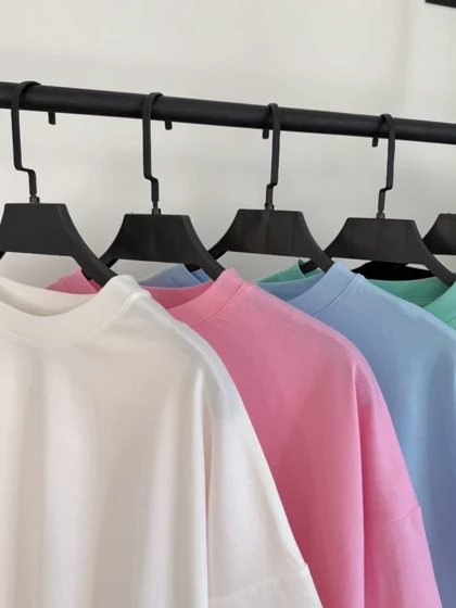 تیشرت باکسی رنگی نخی زنانه