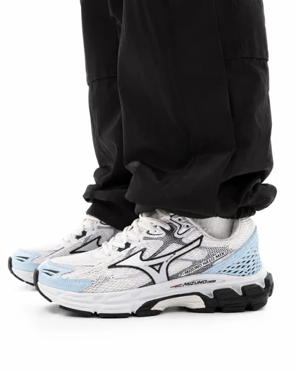 کفش کتانی مردانه و بزرگ پا (کیفیتاورجینال) مدل میزانو سفید آبی مشکی Mizuno