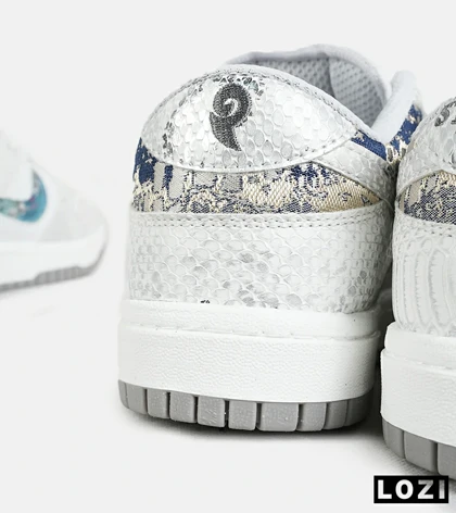 کفش کتانی مردانه و زنانه سفید آبی NIKE dunk low steam puppet