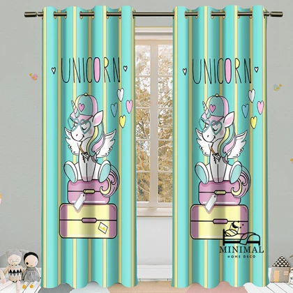 پرده کودک طرح اسب تک شاخ مدل W4635