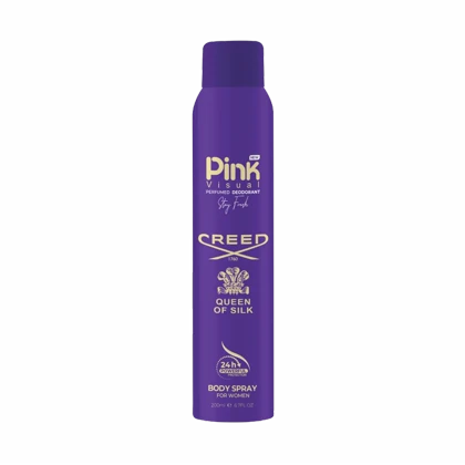 اسپری خوشبوکننده بدن زنانه Creed Queen of Silk پینک ویژوآل حجم 200 میلی لیتر